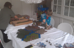 Kids setting up HeroScape